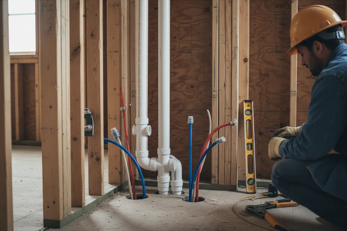 Drain and supply rough-in during Drain Cleaning in Branchville
